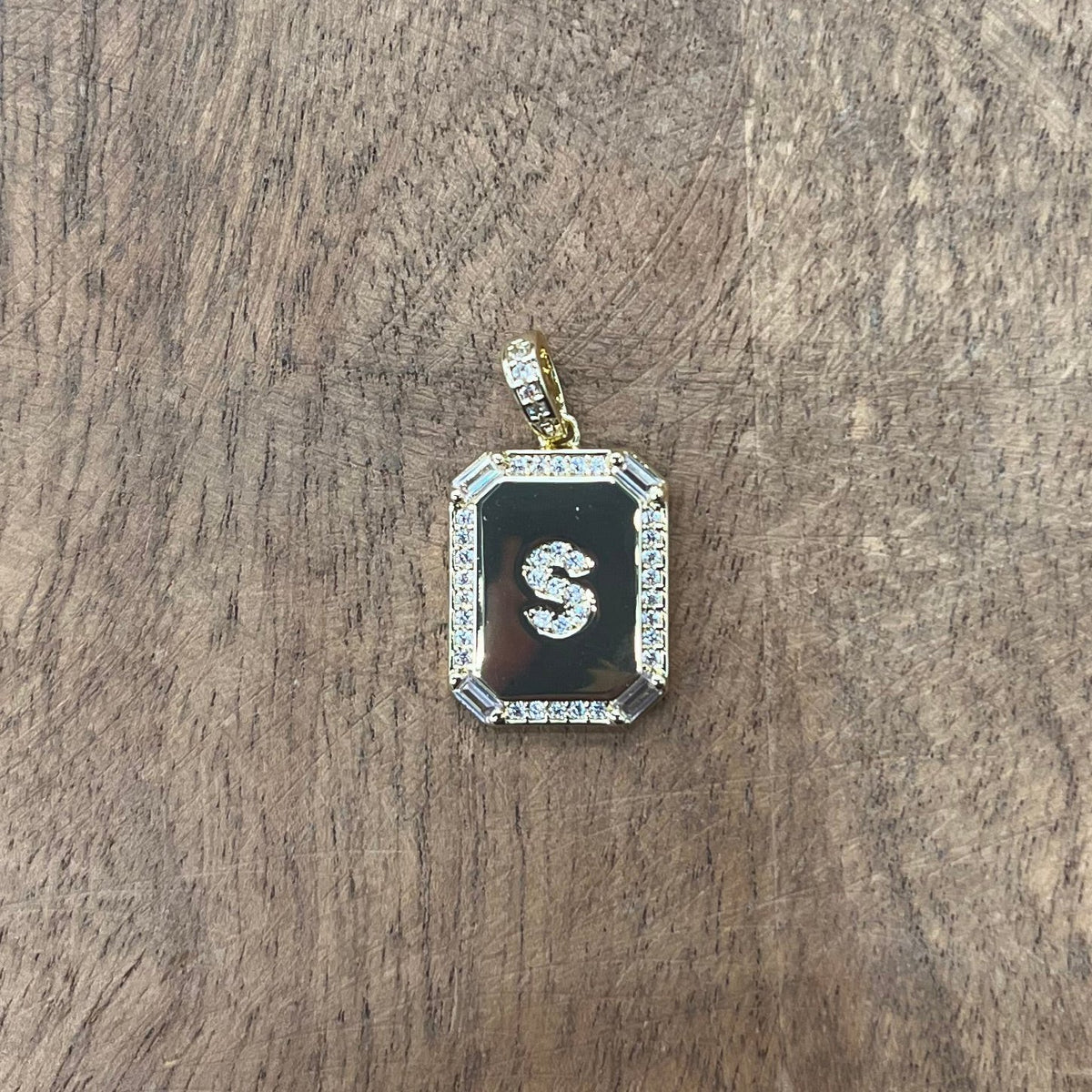 CZ Rectangle Initial Charm