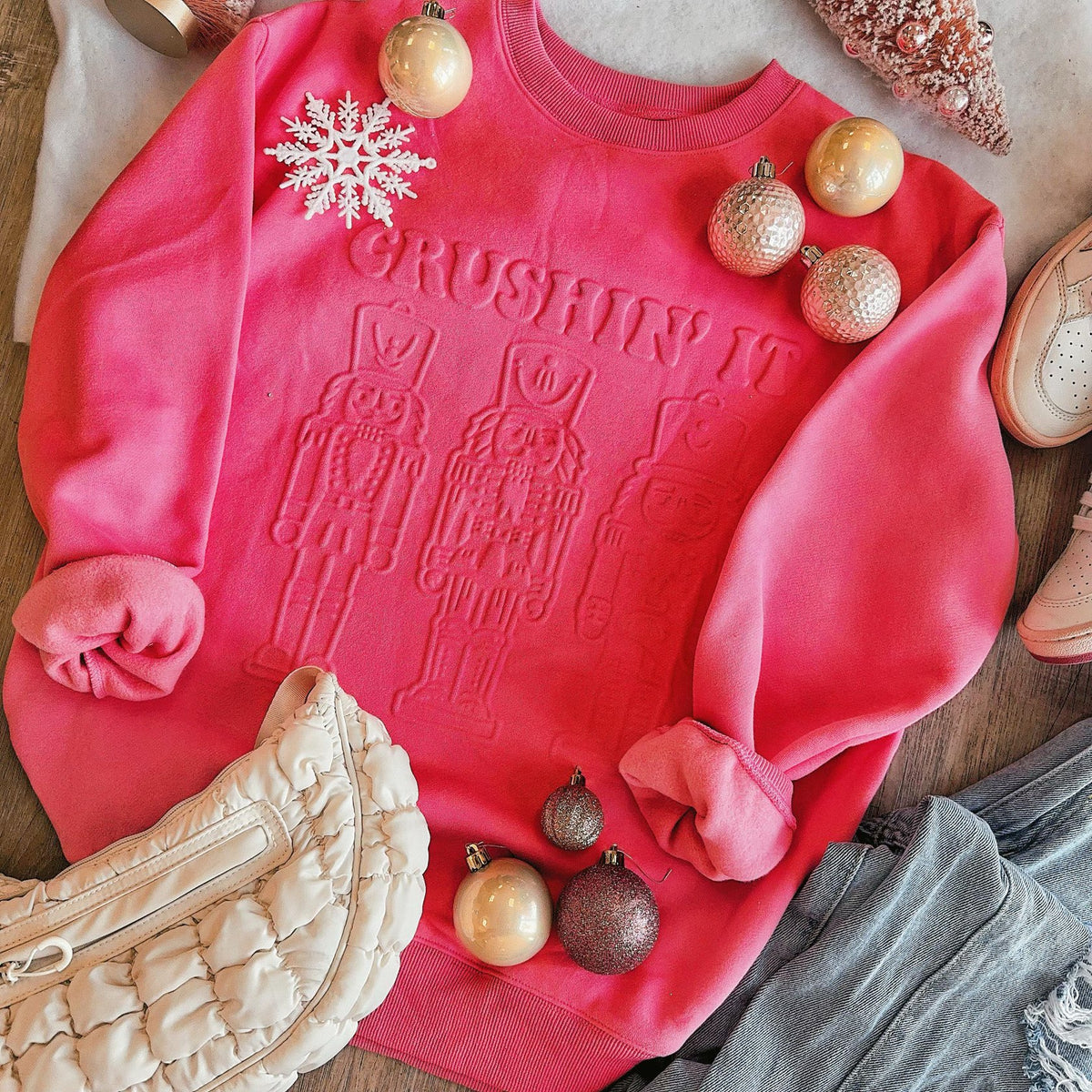 Embossed Nutcracker Sweatshirt - Crushing It!