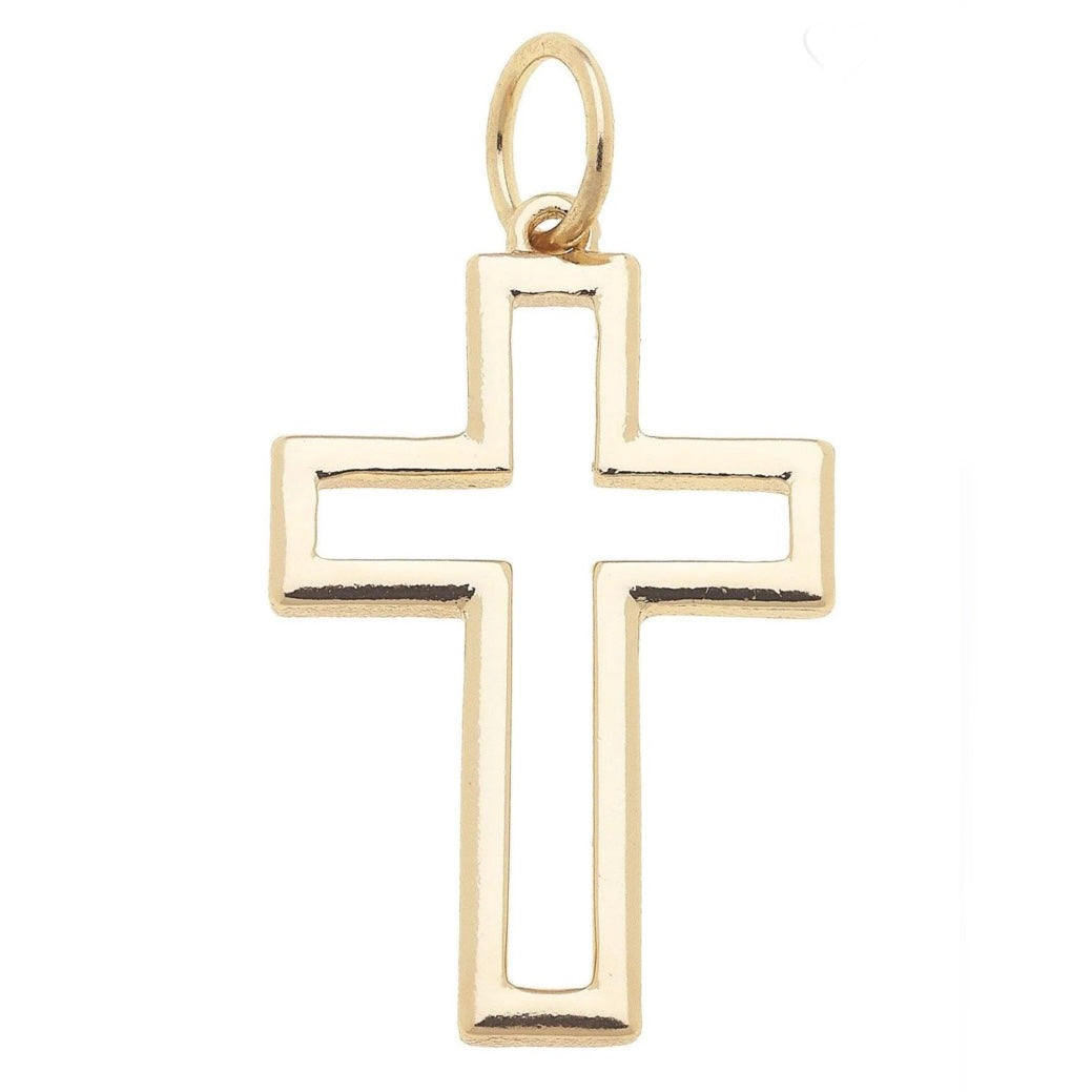 Open Cross Charm in Shiny Gold