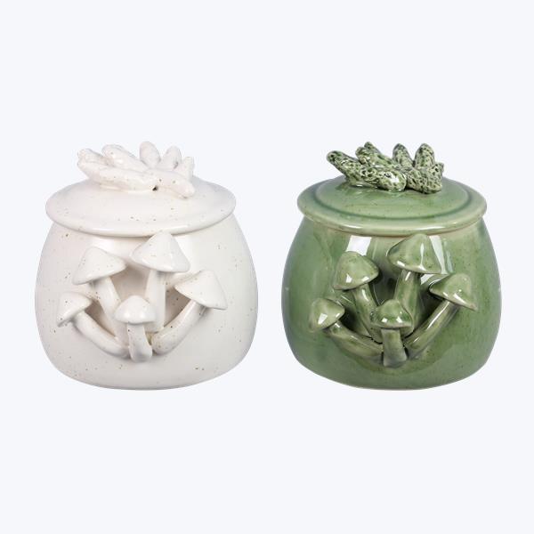 Asst Porcelain Mushroom Jar