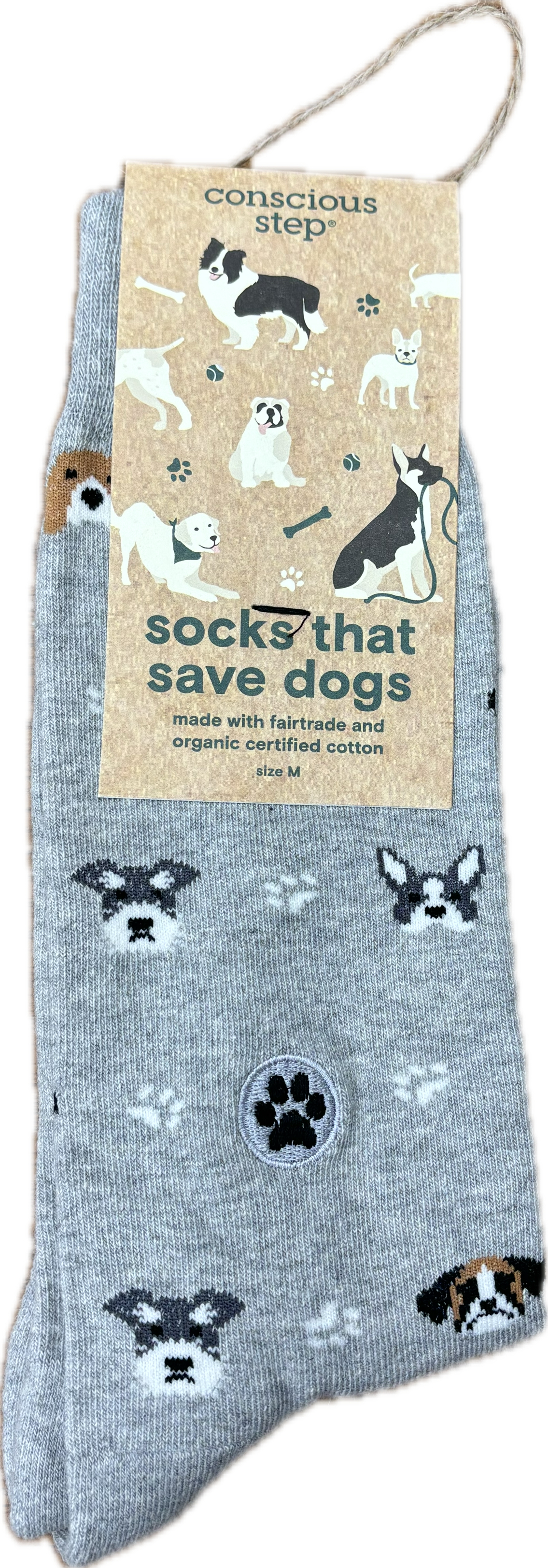 Grey Dog Faces - Socks That Save Dogs