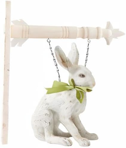 Sitting White Rabbit w/ Green Ribbon for Arrow Holder