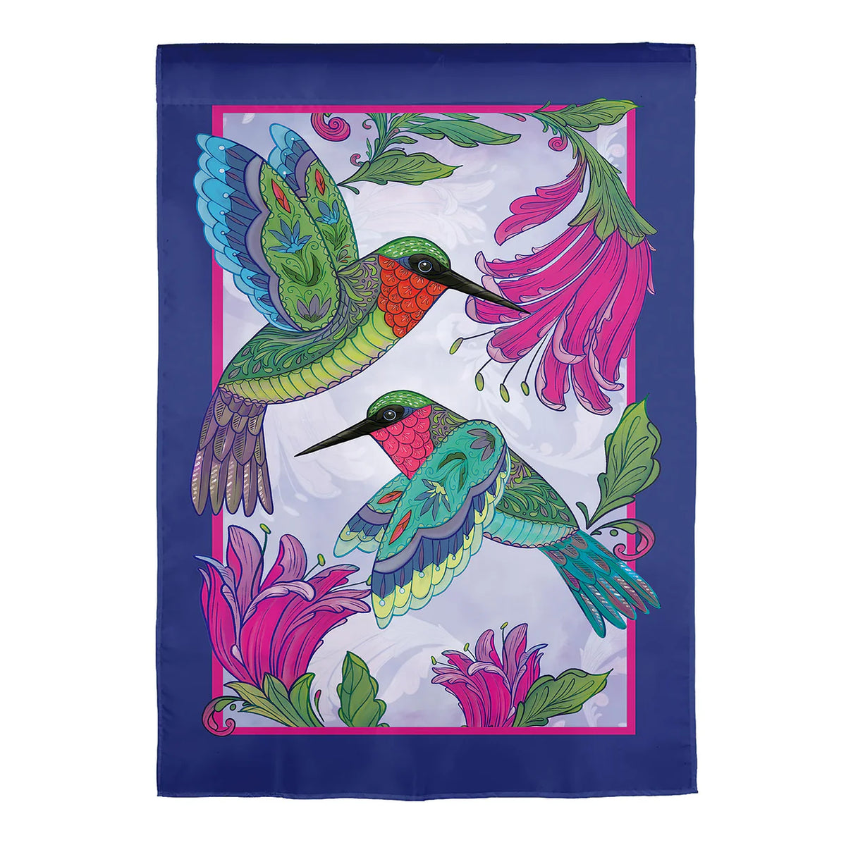 Colorful Hummingbird Applique Garden Flag