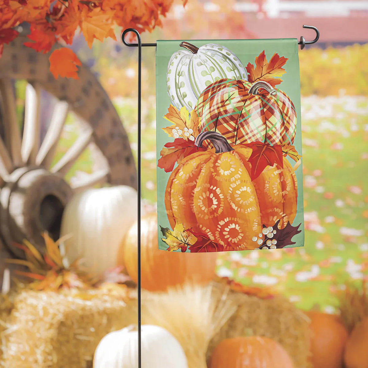 Painted Fall Pumpkins Suede Garden Flag