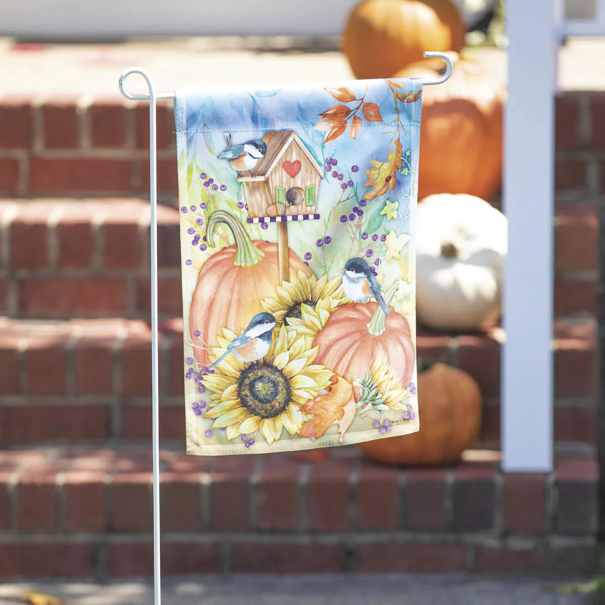 Autumn Greetings Suede Garden Flag