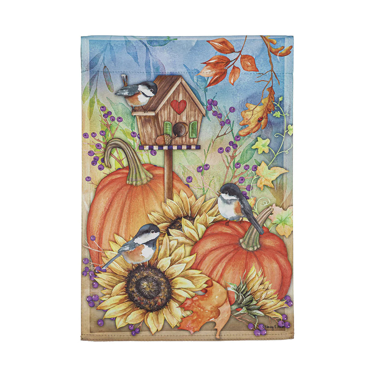 Autumn Greetings Suede Garden Flag