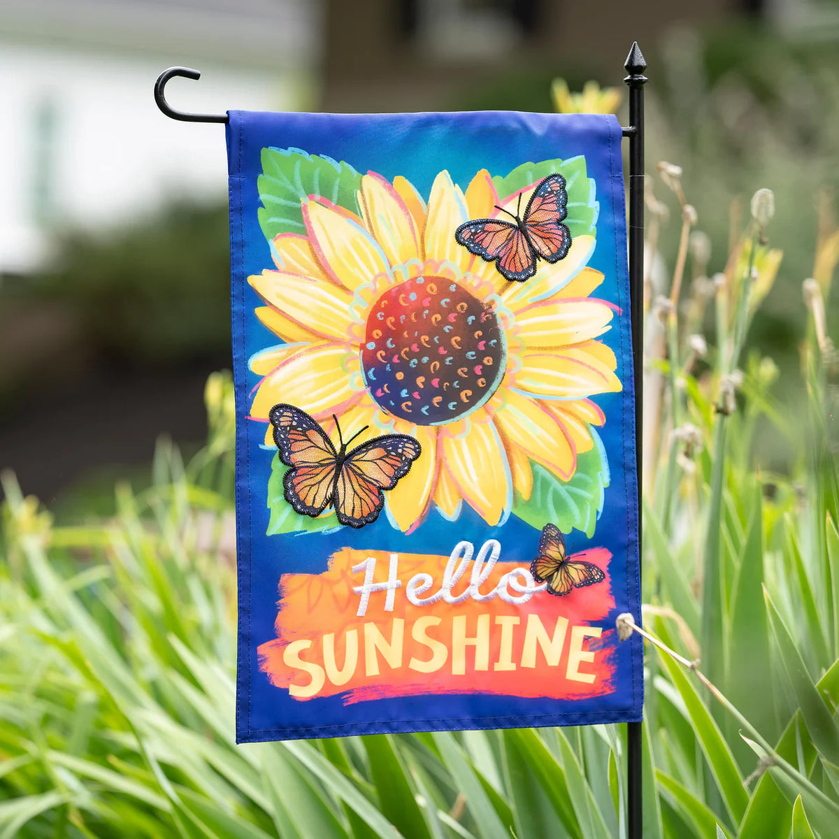 Hello Sunshine &amp; Butterflies Garden Flag