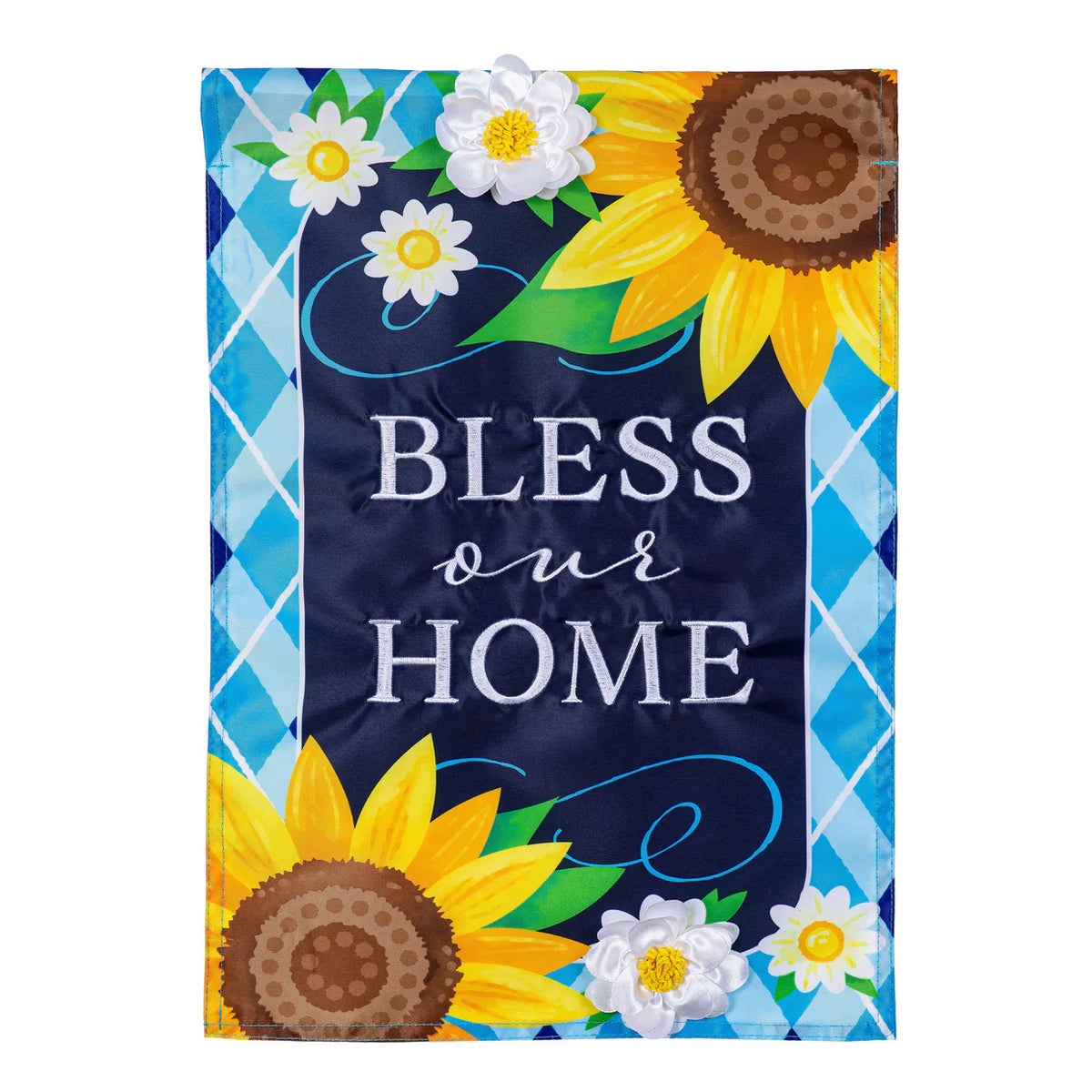 Bless Our Home Sunflowers Applique Garden Flag