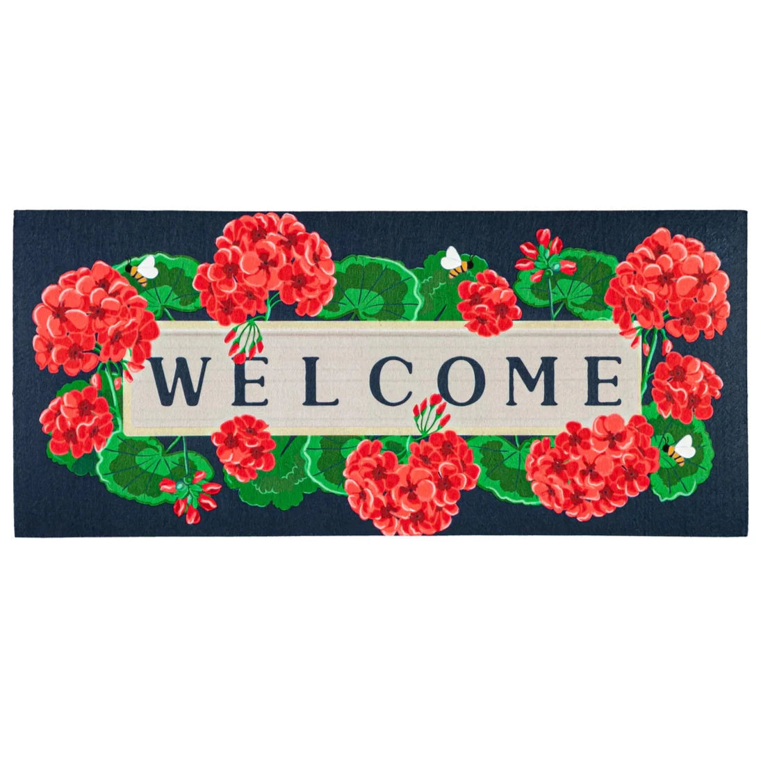 Geraniums Welcome Textured Sassafras Insert Mat