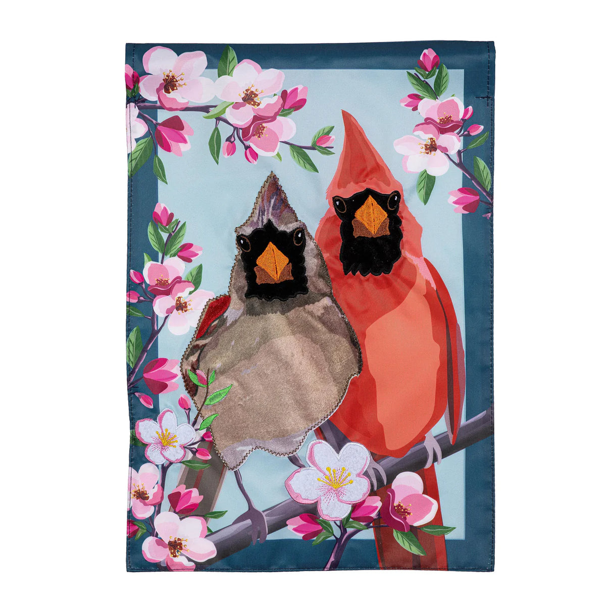 Cardinal Couple Applique Garden Flag