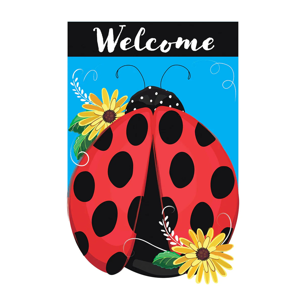 Ladybug Welcome Applique Garden Flag