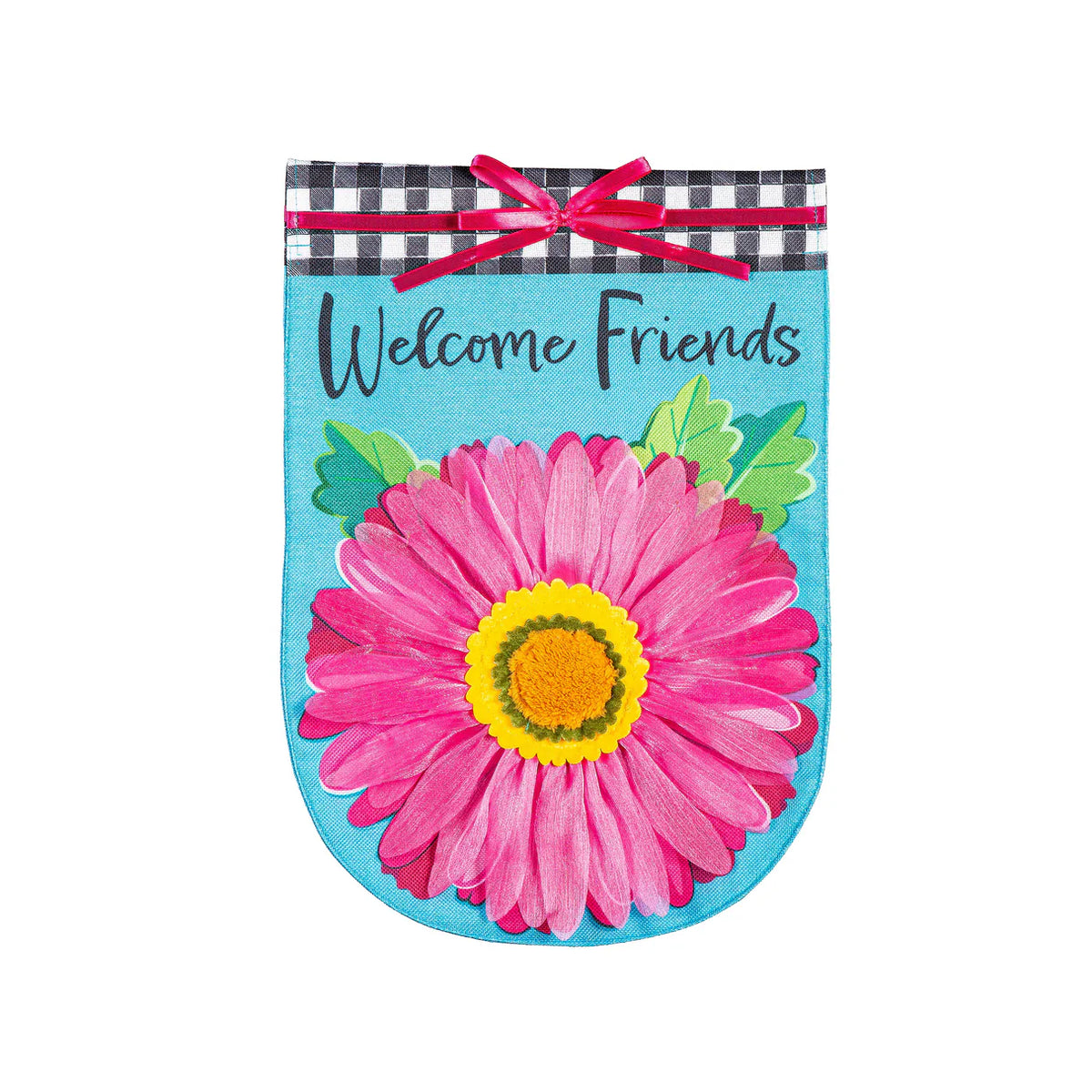 Welcome Friends Daisy Burlap Garden Flag