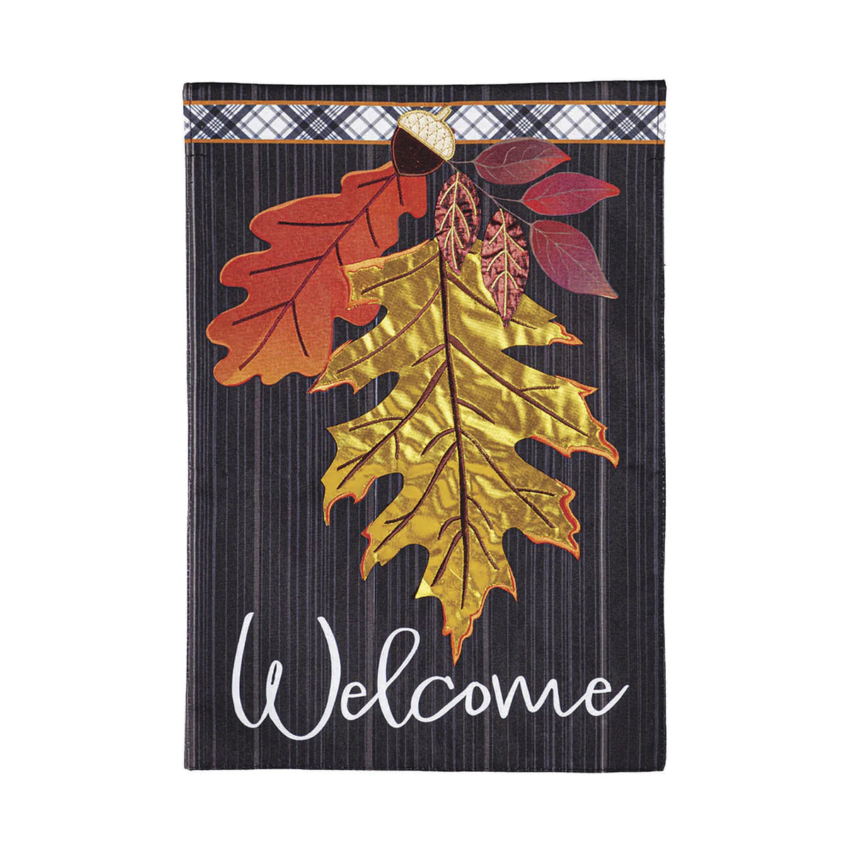 Welcome Autumn Leaves Linen Garden Flag