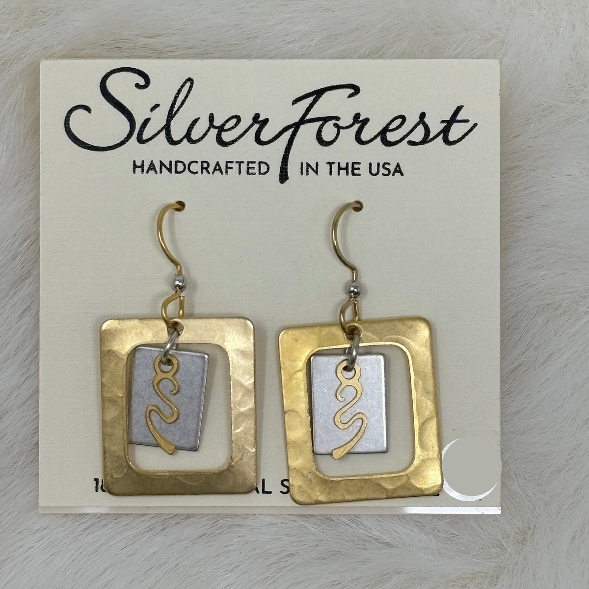 Two Square w/ Squiggle Dangle Earrings