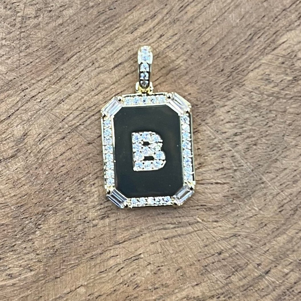 CZ Rectangle Initial Charm