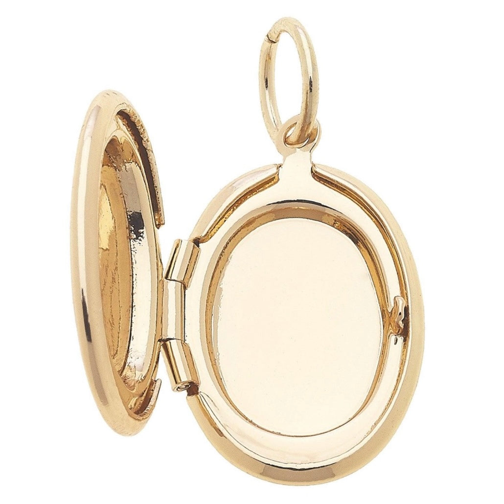 Oval Shaped Locket Charm in Shiny Gold