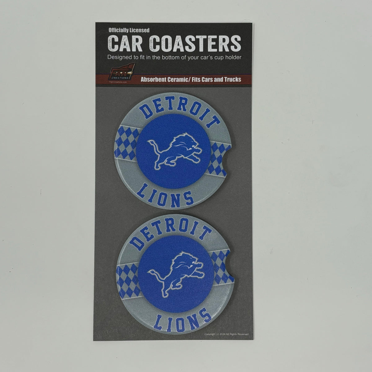 Detroit Lions Argyle Circle Car Coaster