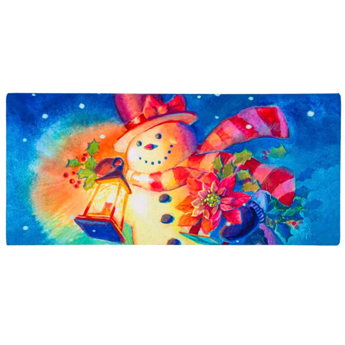 Lantern Snowman Winter Sassafras Insert Mat