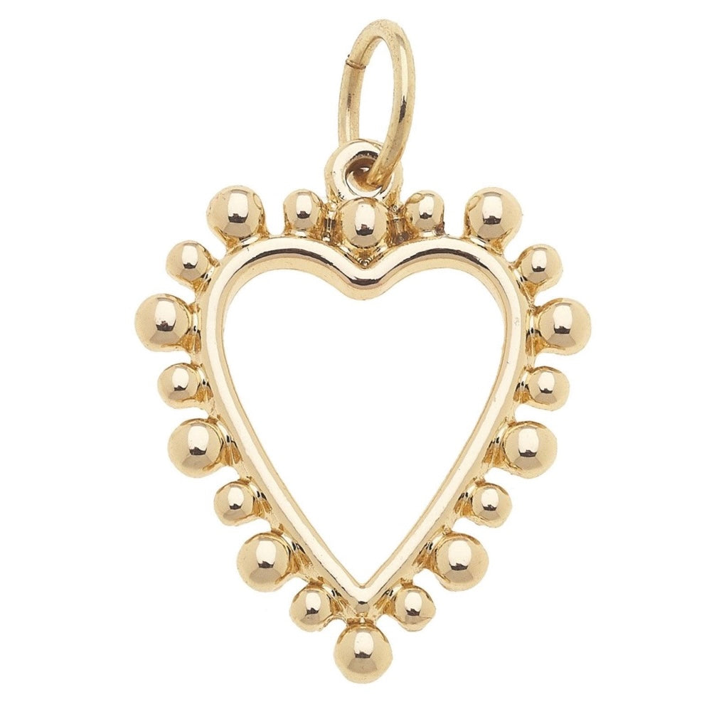 Studded Heart Charm in Shiny Gold