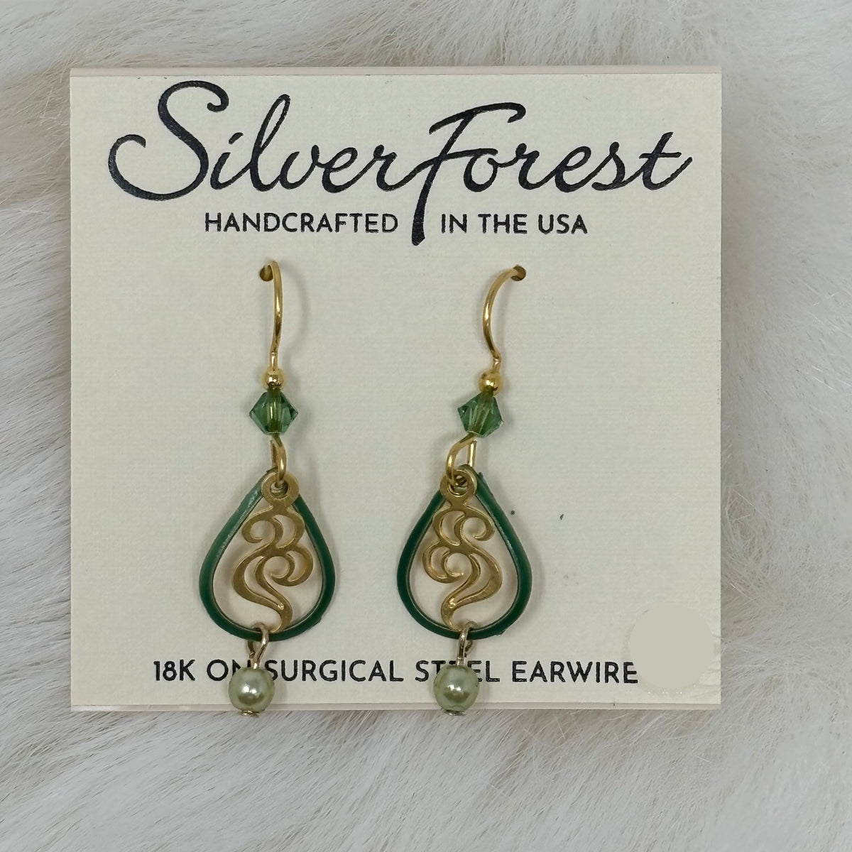 Green/Gold Open Tear w/ Swirl &amp; Drop Earrings