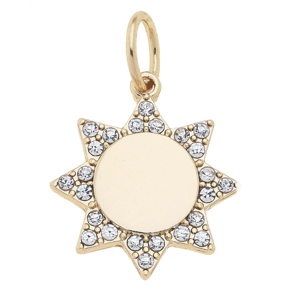 Pave Sun Charm in Shiny Gold