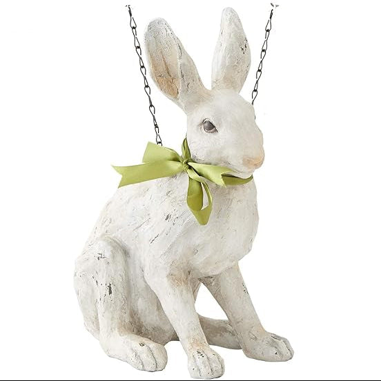 Sitting White Rabbit w/ Green Ribbon for Arrow Holder