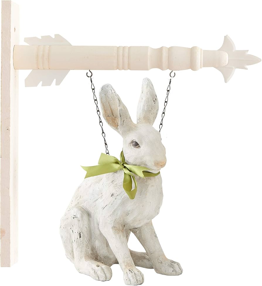 Sitting White Rabbit w/ Green Ribbon for Arrow Holder