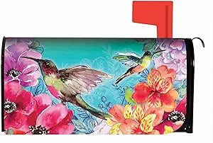 Bright Flowers &amp; Hummingbirds Mailbox Cover