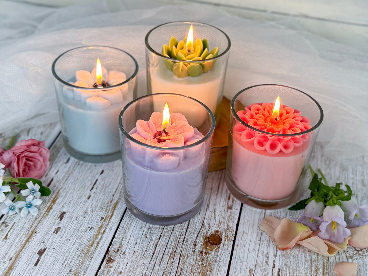 Purple Flower Market Art Candle