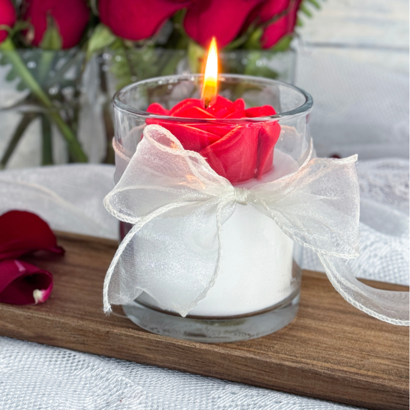 Red Enchanted Rose Art Candle