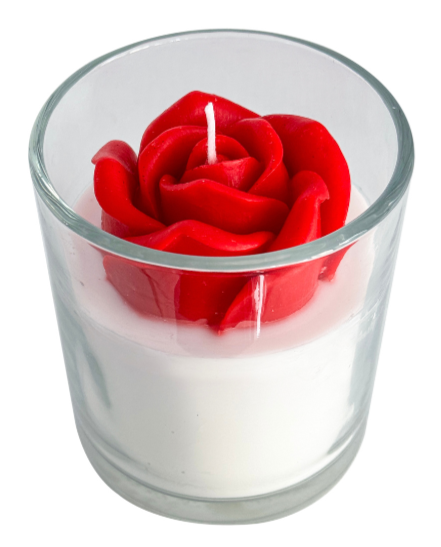 Red Enchanted Rose Art Candle