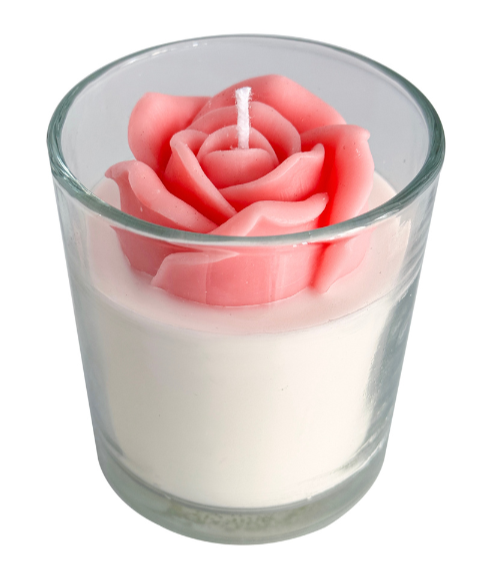 Pink Enchanted Rose Art Candle