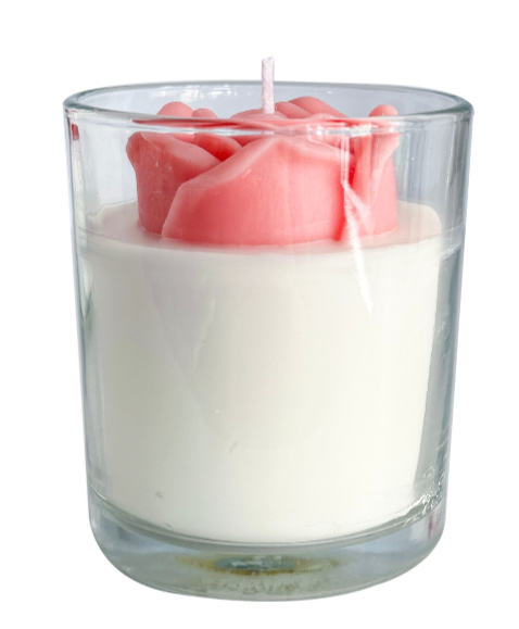 Pink Enchanted Rose Art Candle