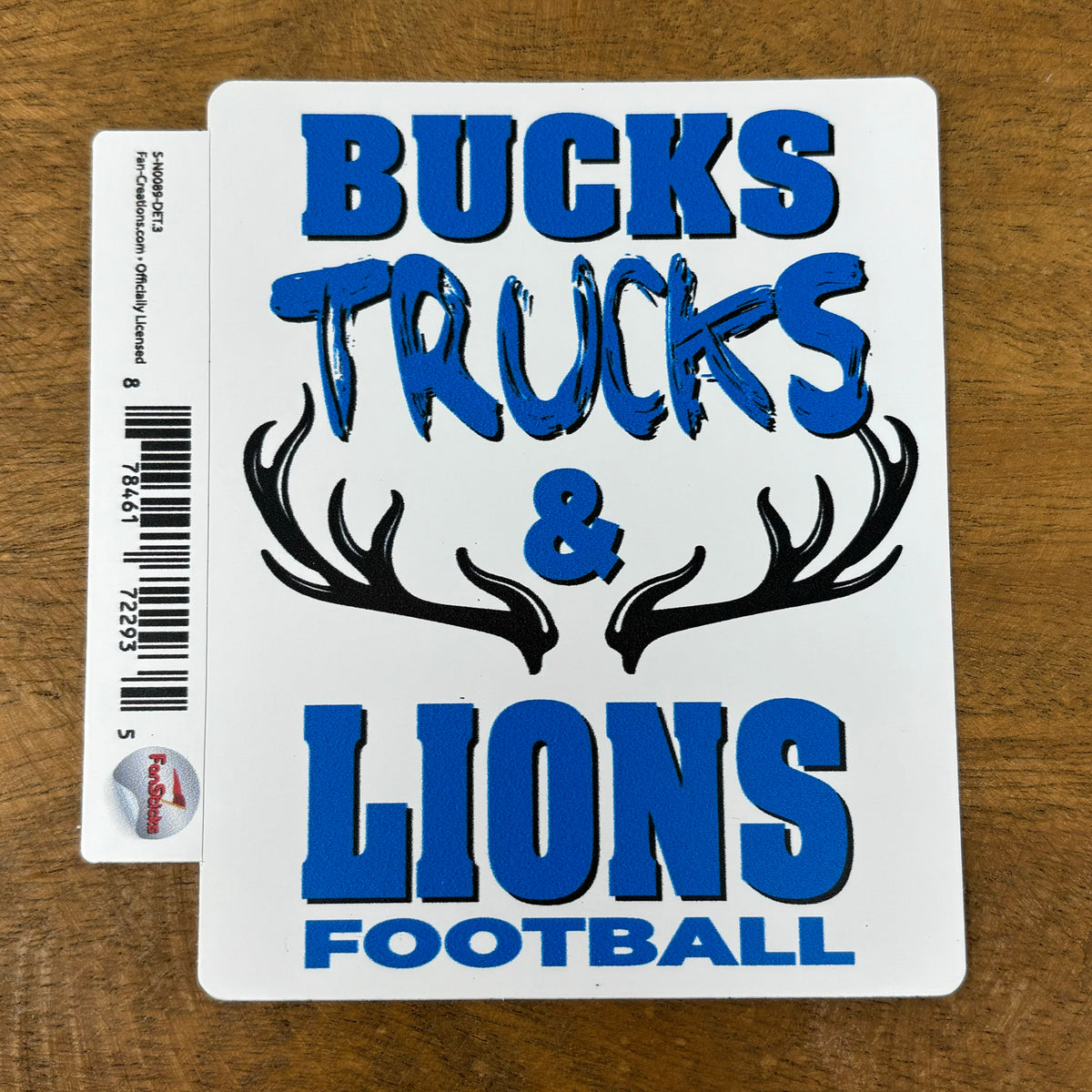 Bucks Trucks &amp; Detroit Lions Sticker