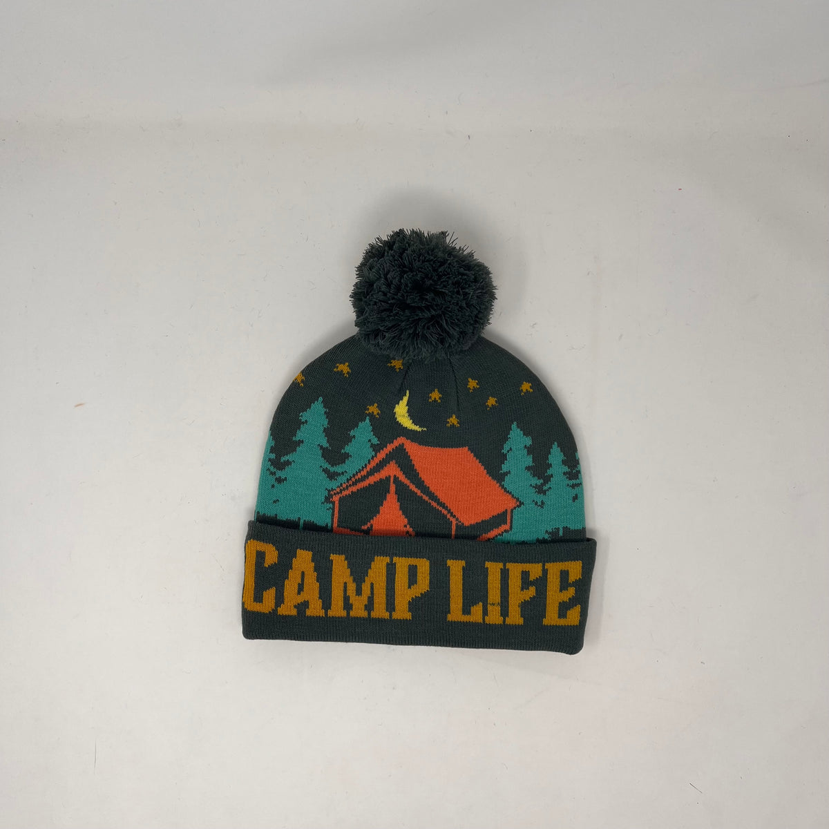 Camp Life Tent Beanie w/Removable Pom