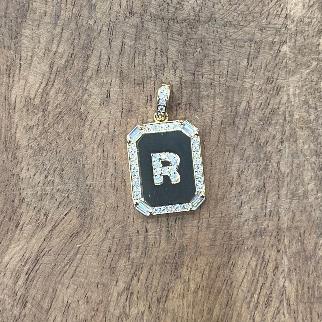 CZ Rectangle Initial Charm