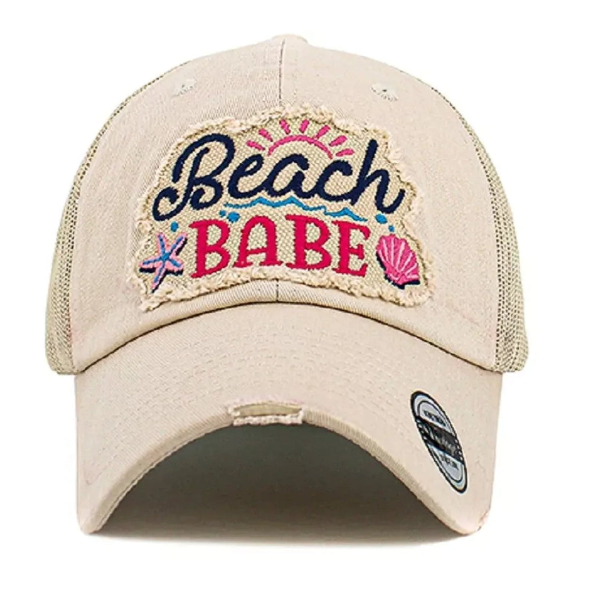 Ivory Beach Babe Embroidered Mesh Cap