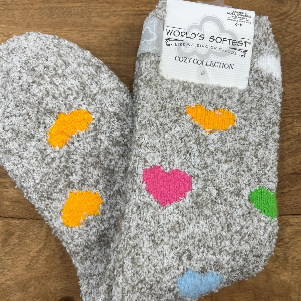 Cozy Collection Heartfelt Multi Grey Socks