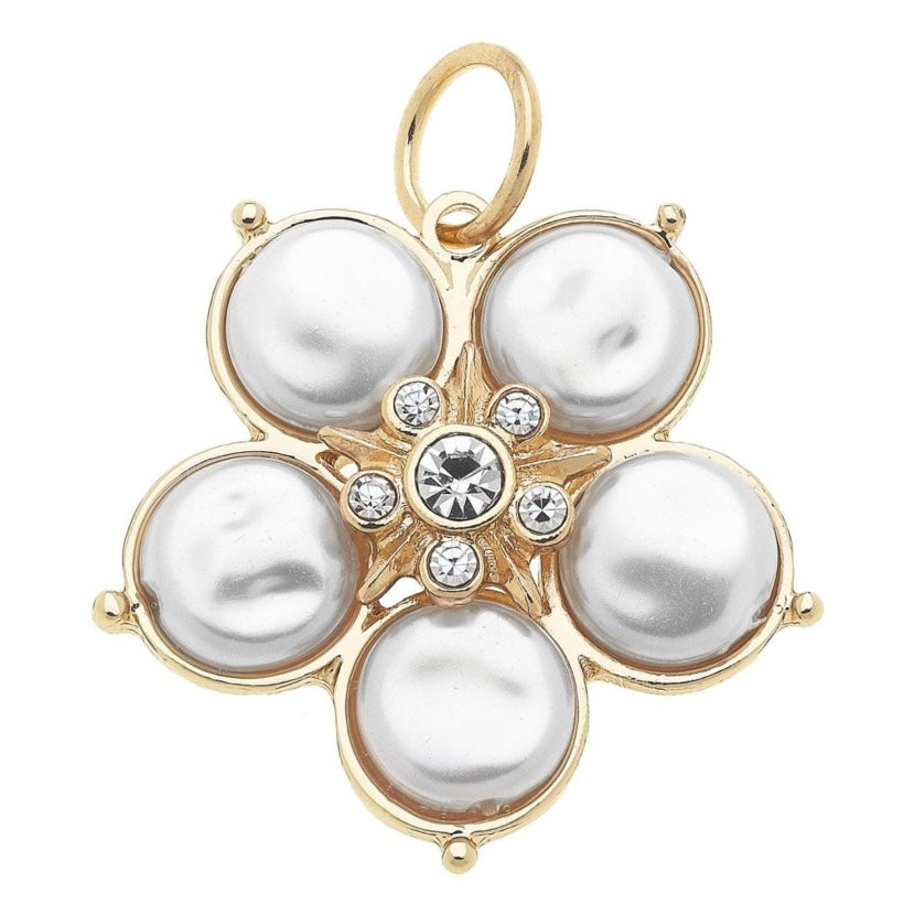 Coin Pearl Flower Charm in Ivory