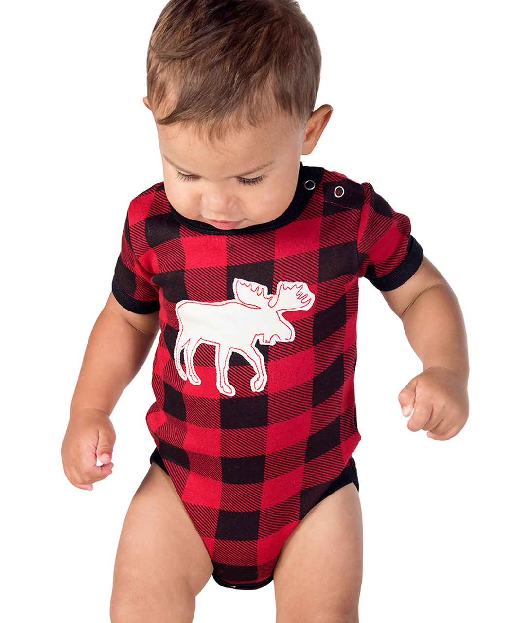 Moose Plaid Applique Creeper