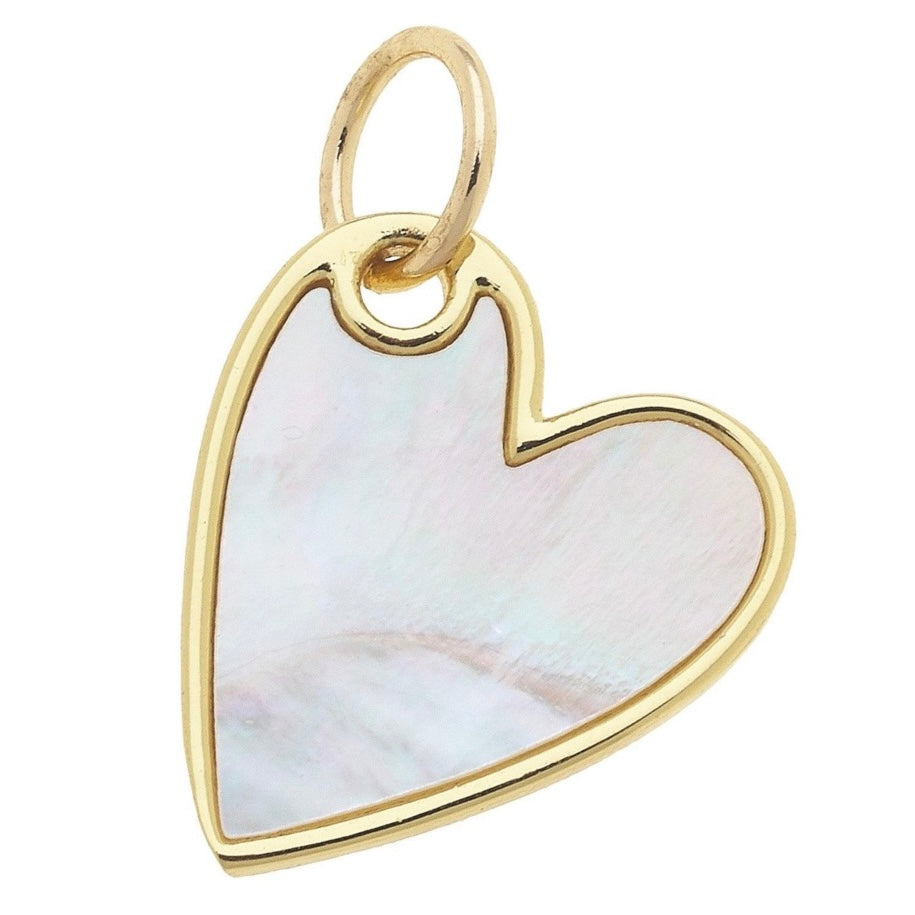 Leaning Heart Charm in Mother of Pearl