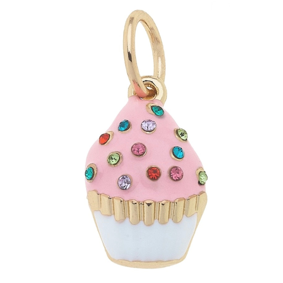 Bejeweled Cupcake Charm in Light Pink