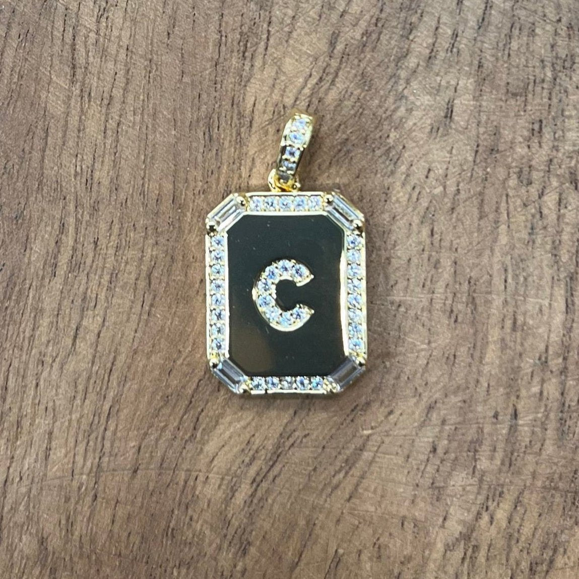 CZ Rectangle Initial Charm