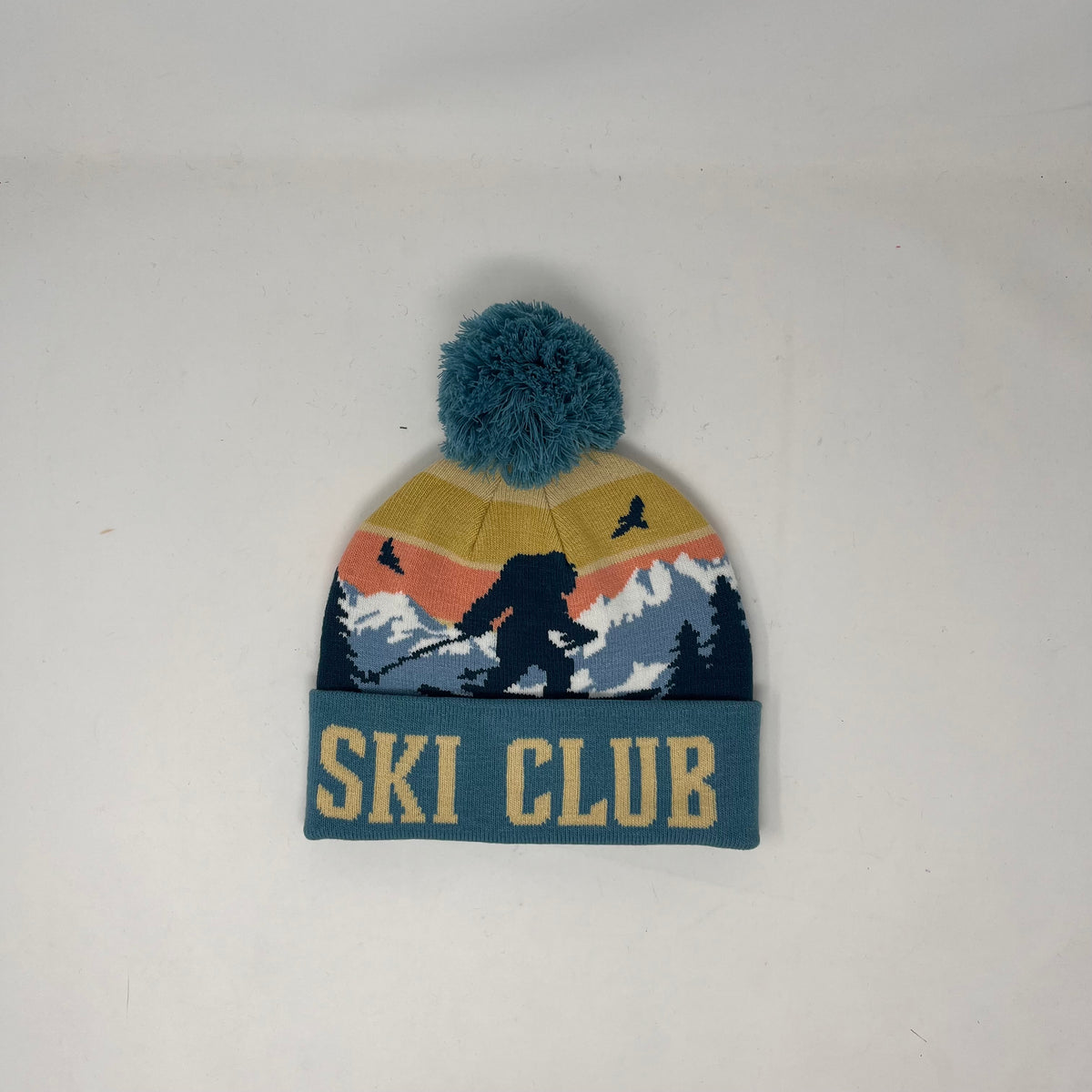 Sasquatch On Skis Beanie w/Removable Pom