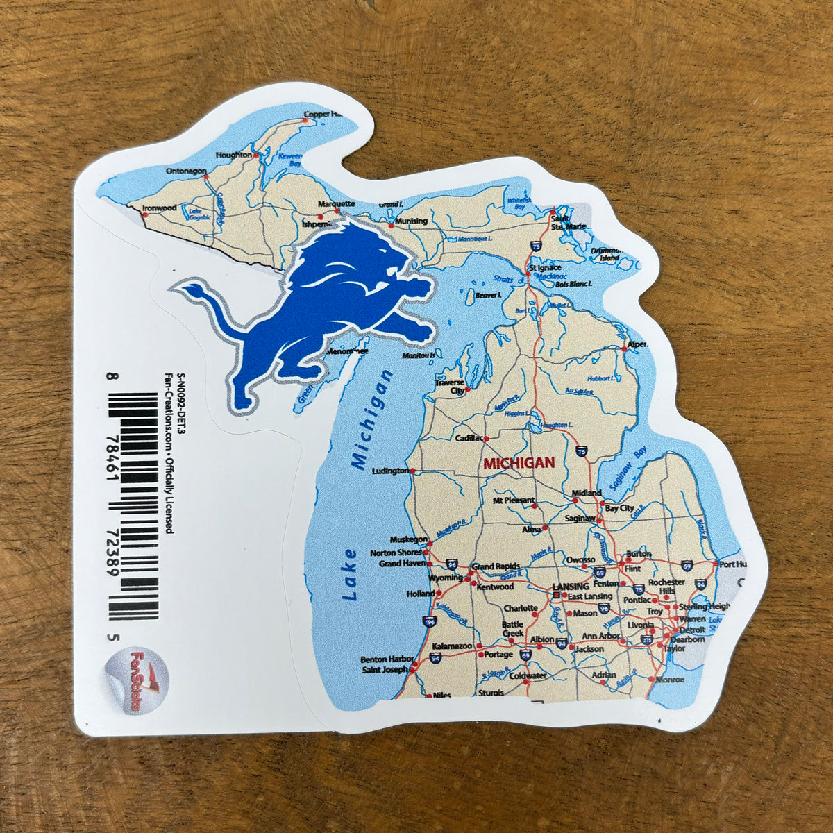 Map MI Detroit Lions Sticker