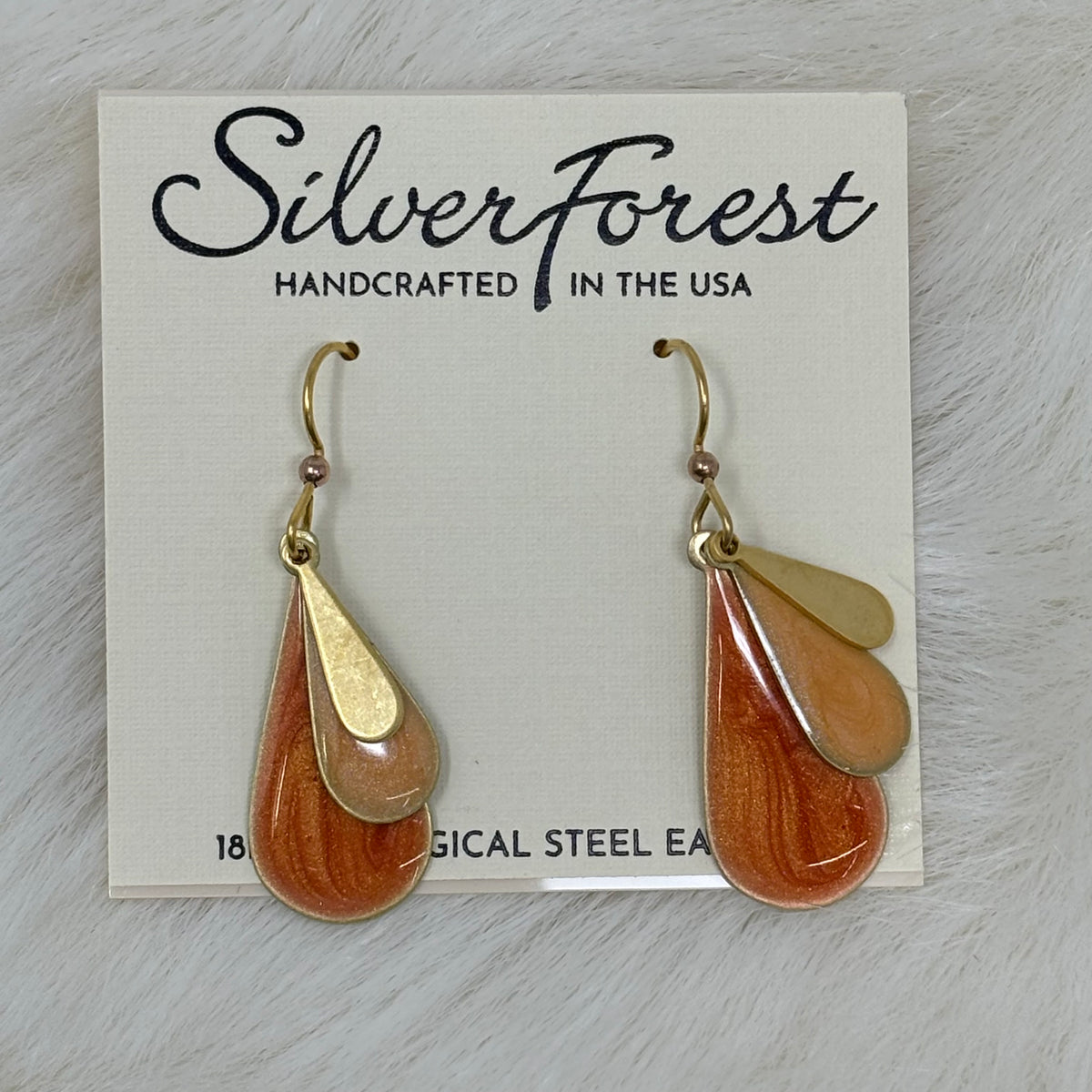 Orange Lovely Layered Tear Earrings