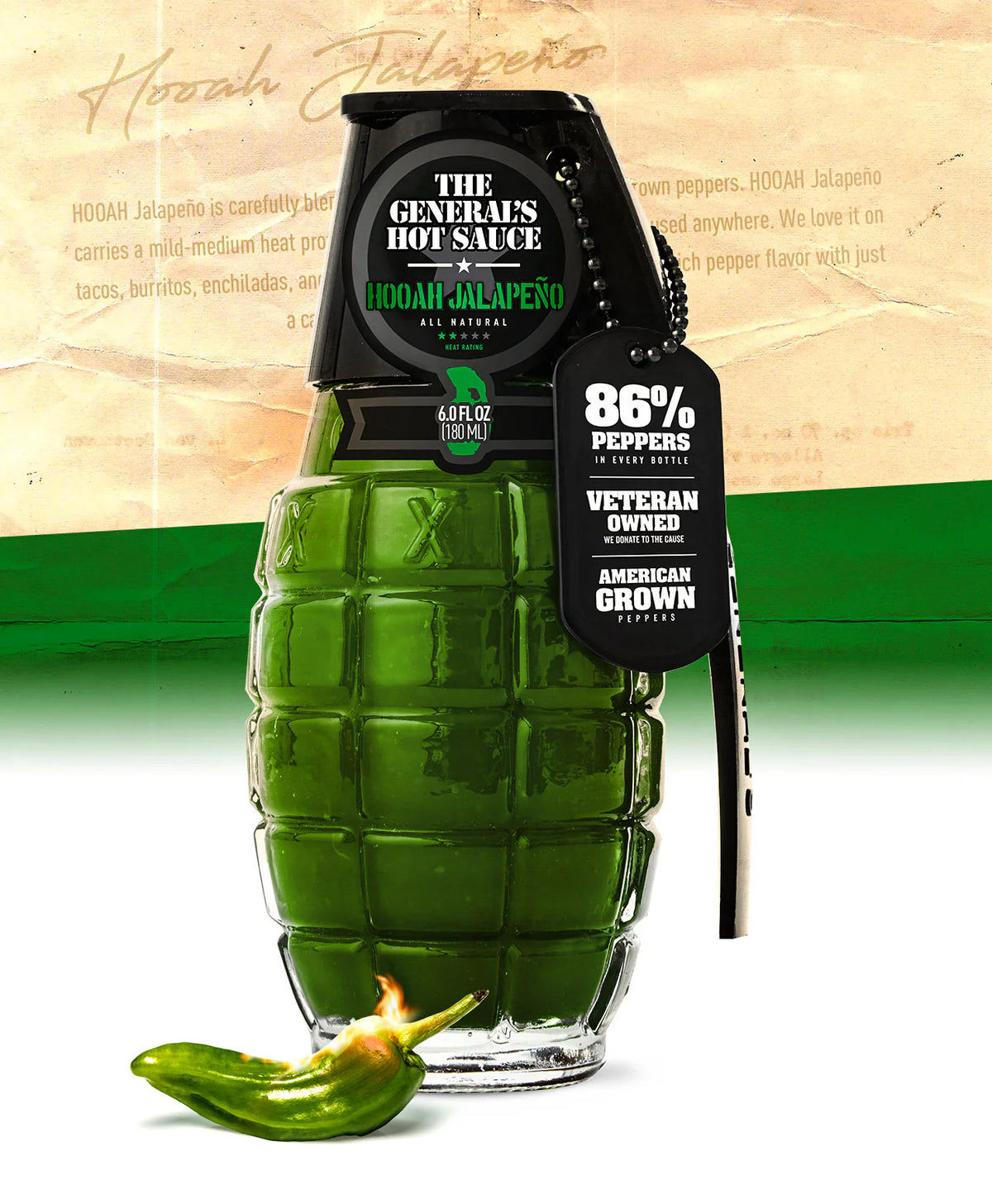 HOOAH Jalapeno - The General&#39;s Hot Sauce