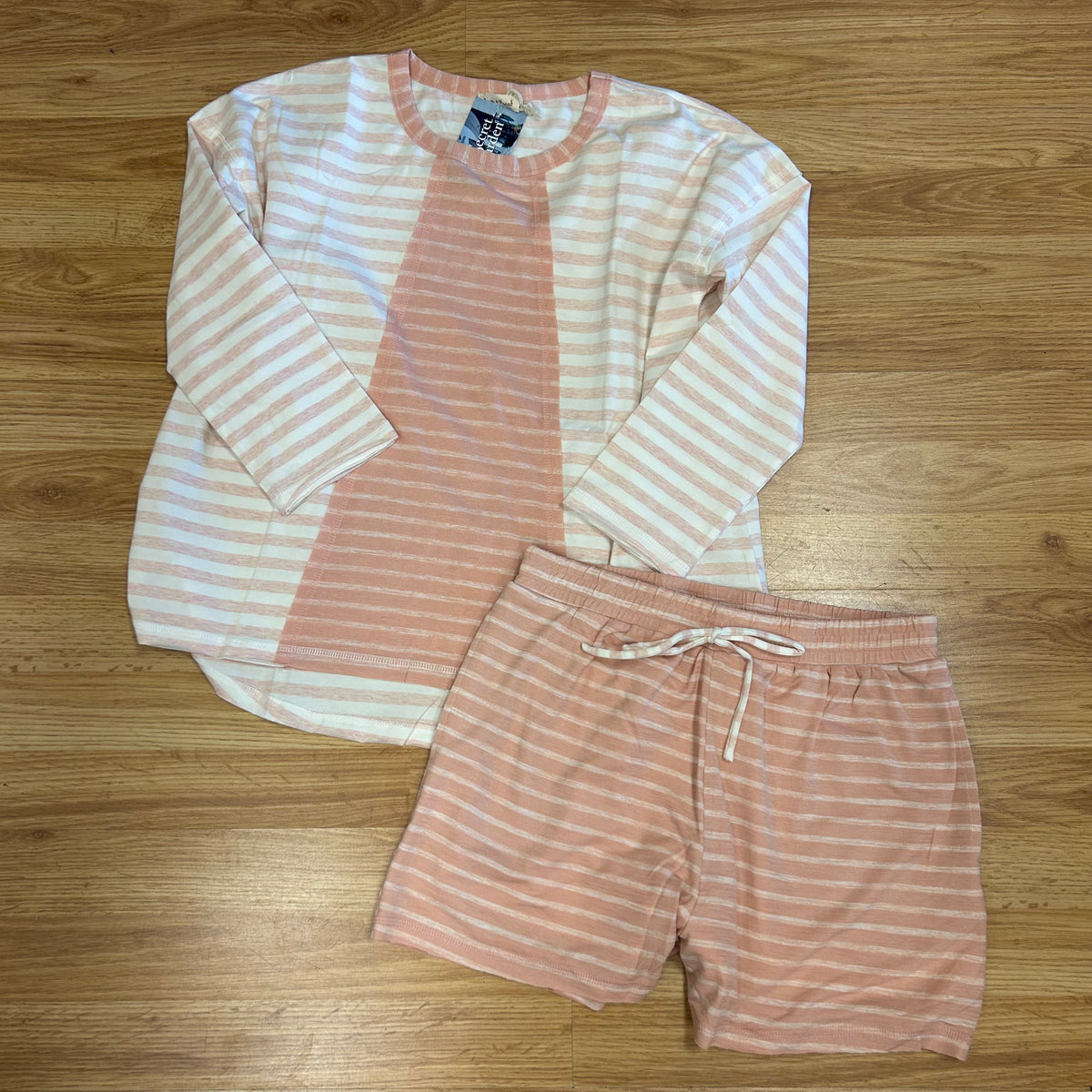 Coral &amp; White Shorts &amp; Top Lounge Set