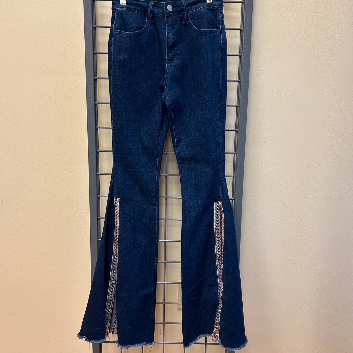 High Waste Side Trim Tape Down Denim Jeans