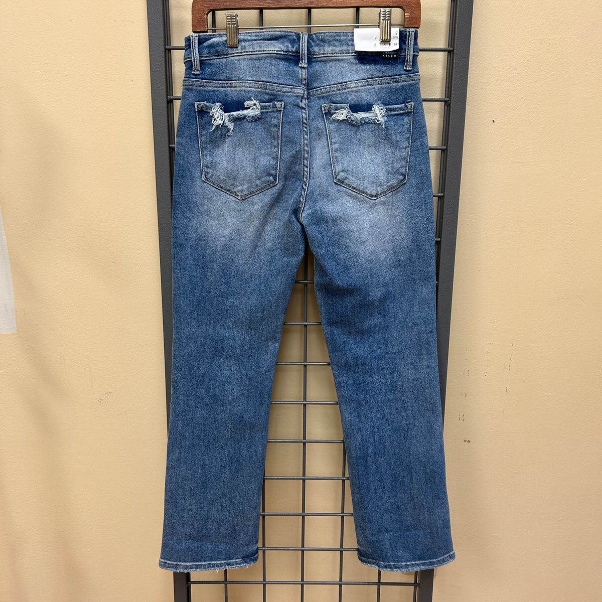 Risen Mid Rise Straight Jeans